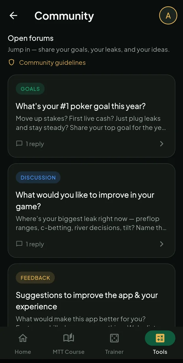 Open forum threads inside the app